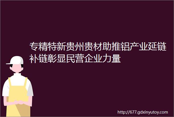 专精特新贵州贵材助推铝产业延链补链彰显民营企业力量