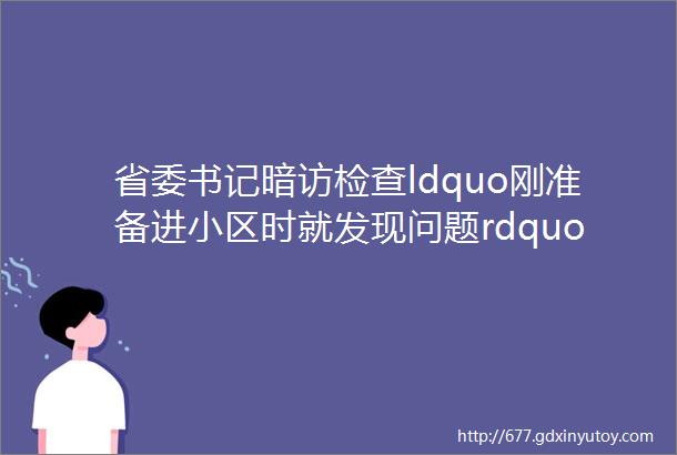 省委书记暗访检查ldquo刚准备进小区时就发现问题rdquo